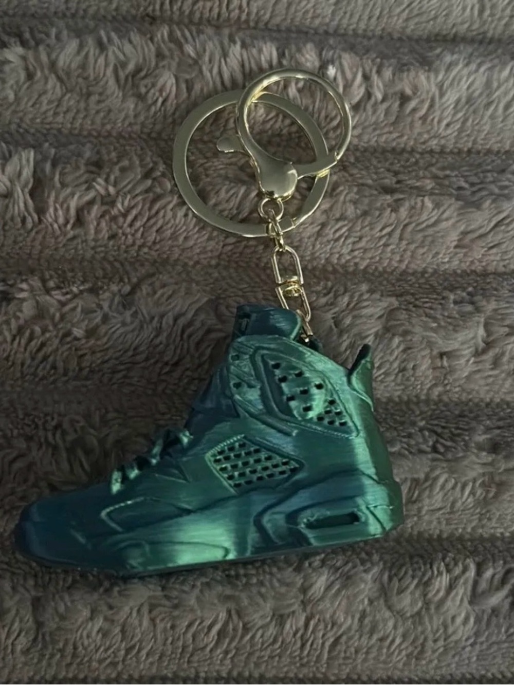 3D Printed Teal Metallic Sneaker Keychain - Mini Shoe Charm